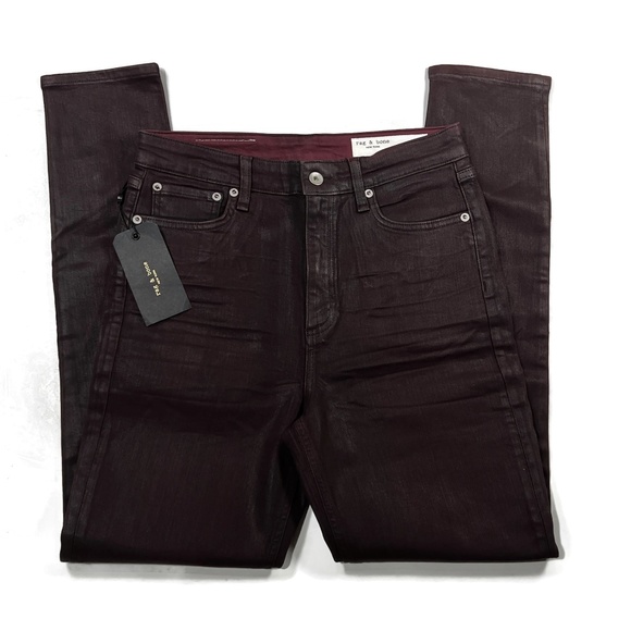 Rag & Bone Womens Nina High Rise Coated Plum Skinny Jeans 29 New NWT $255 Purple - Picture 2 of 11